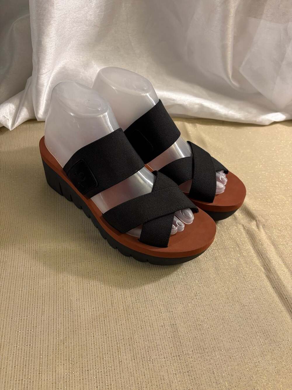 Fly London Black Platform Wedge Sandals